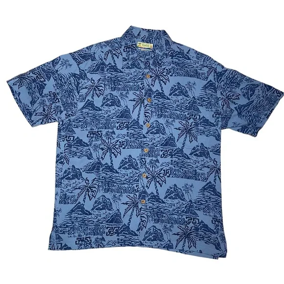 Kahala 100% silk Hawaiian style button down shirt men’s size L - Picture 2 of 8